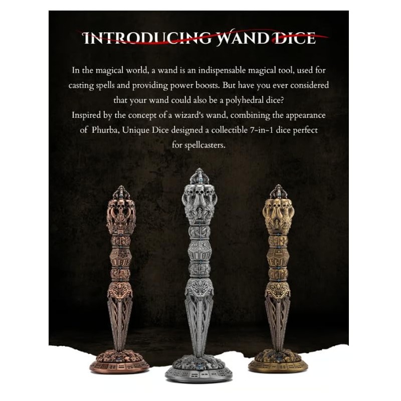 Wand Dice for Dungeons and Dragons Game, Dice Spinner, Numbers