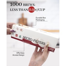 Brew Choice 1000-Count Replacement Paper Filters - Round Disposable Coffee Filters Compatible with Aeropress Coffee Makers, Espresso Makers, Bialetti Moka Pot & Ice Drip Pot for Coffee & Tea