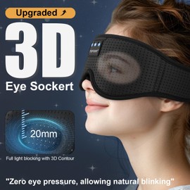 TOPOINT Bluetooth Sleep Mask Headphones, Wireless 3D Eye Mask with Bluetooth Headphones Eye Mask for Sleeping,Upgraded 200% Breathability Sleeping Headphones for Travel/Nap/Yoga/Meditation/Relaxation