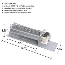 Hongso FK24 Replacement Fireplace Blower Fan KIT for Majestic 36BDVRRN 36BDVR 36BDVT 39BDVR 32VFSC 33BDVR, Vermont Castings, Northern Flame, Rotom R7-RB65 HB-RB65, Majestic Fireplace Blower Fan 54103