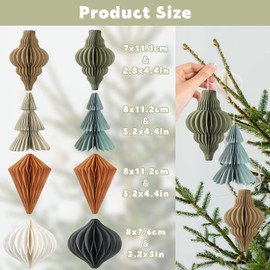 EASY JOY Christmas Party Decorations - 8 PCS Hanging Honeycomb Paper Ornaments Vintage Christmas Tree Decorations Paper Honeycomb Decor for Xmas, New Years Party, Ceilings, Home Decor