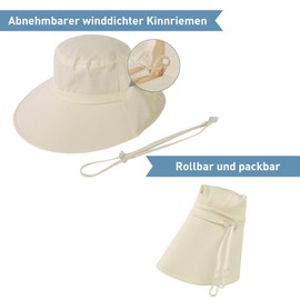 TOP-EX XL/XXL Women's Sun Hat XL 60 cm Cotton UPF 50+ Sun Protection Summer Hat with Neck Protection for Women Wide Brim Outdoor Garden Hat Foldable Beige