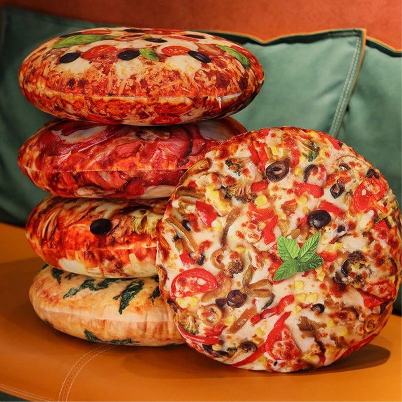 OUKEYI Pizza Shaped Pillow Funny 3D Giant Round Food Plush