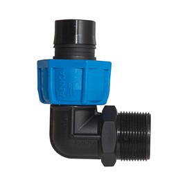 Watts AME114 ANKA Series High Pressure Poly-Pipe Male NPT 90° Elbow, 1-1/4" x 1-1/4" Black Fitting w/Blue Tapered Nut Seal, High Grade Glass Fiber Reinforced Nylon, Agriculture & Irrigation