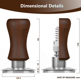 KYONANO 58.5mm Espresso Tamper, 30lb Spring-Loaded Calibrated Coffee Tamper, 304 Stainless Steel, Cuibourtia Wooden-Handle, Barista Tamper Suit for Over 58MM Espresso Portafilter