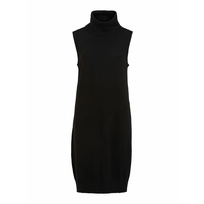 Vila Women's Viril Long S/L Knit Vest-Noos Dress, black