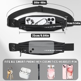 Slim Running Belt for Women Men, Runners Fanny Pack Phone Holder Waterproof Waist Pack for Jogging Walking (2, Black)