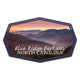 Die Cut Sticker Blue Ridge Parkway, North Carolina, Great Smoky Mountains, Sunset, Contour Vinyl Sticker 1 to 3 inches (Waterproof Decal for Cars, Water Bottles, Laptops, Coolers), Small