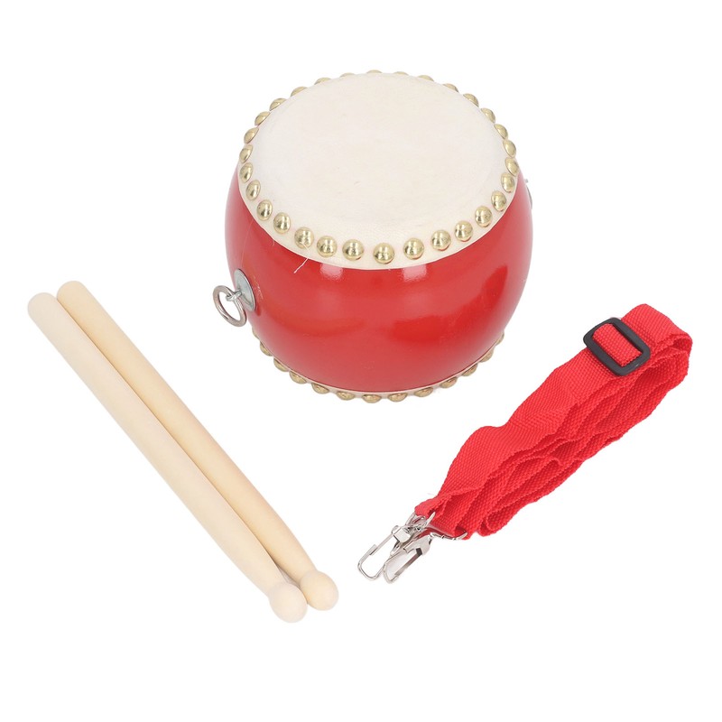 Kids Chinese Drum Plastic Sheepskin Maple Wood Red Color Children