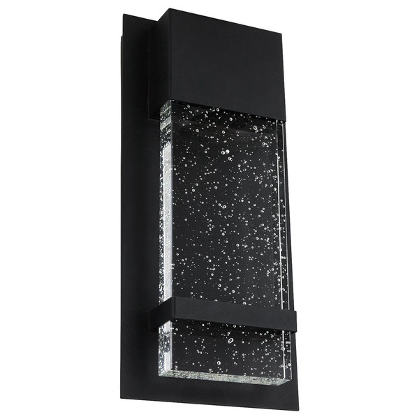 Sunlite 81223 LED Wall Sconce with Rain Glass Panel, 12 Watts, 600 Lumens, Indoor/Outdoor, Black Finish, ADA Compliant, 5000K Daylight, ETL Listed