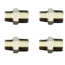 1/2" MNPT x 3/8" MNPT Stainless Steel Pipe Reducer – 4-Pack Male to Male NPT Adapter Fittings for Plumbing, HVAC, Air Compressor, Water & Gas Lines