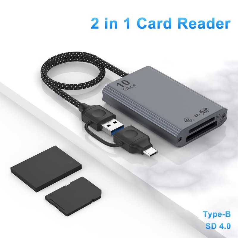 Comphic CFexpress Type B and SD Dual-Slot Memory Card Reader,