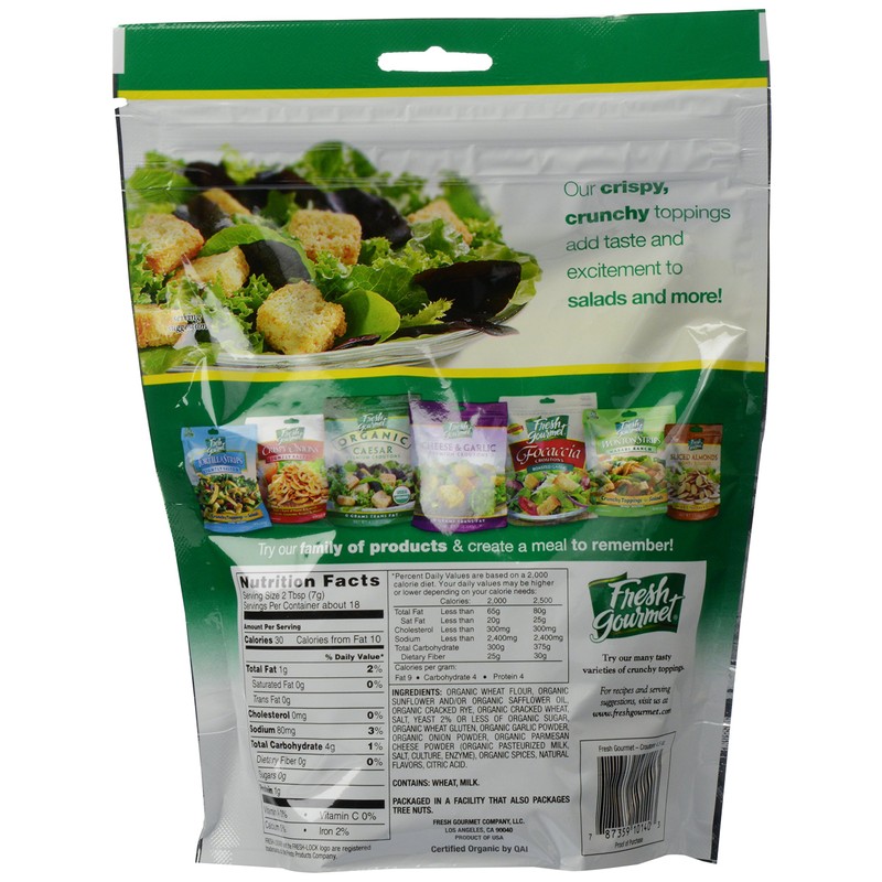 Fresh Gourmet Organic Parmesan Caesar Croutons, 4.5 Ounce -- 9