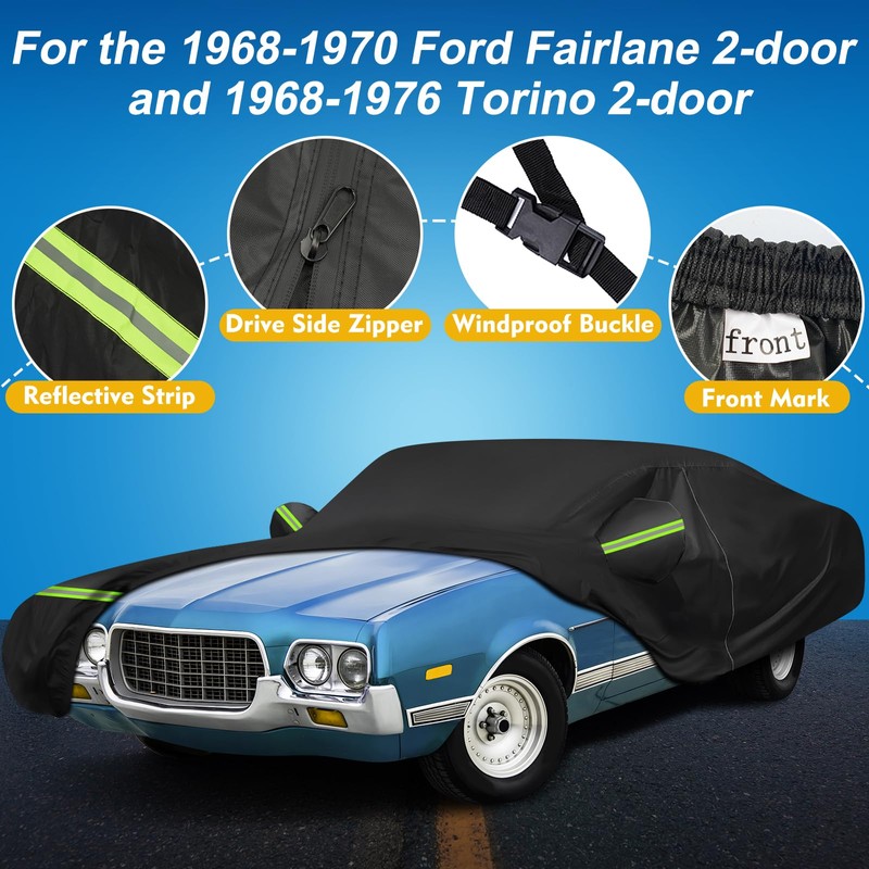 QUNSUNUS Waterproof Car Cover for Ford Fairlane 1968-1970 and Torino
