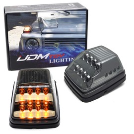iJDMTOY Smoked Lens Amber LED Front Turn Signal Lamps Compatible With 1990-2018 Mercedes W463 G-Class G500 G550 G600 G55 G63 AMG w/White LED Position Lights
