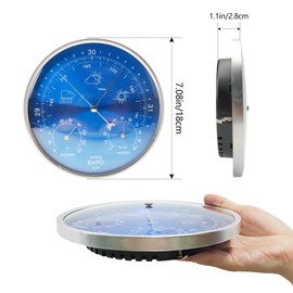 3-in-1 All-Season Wall Hanging Thermometer, Barometer, Hygrometer | Accurate Weather Station for Home and Office | Fahrenheit Edition in/Outdoor, Fahrenheit Edition(Blue)