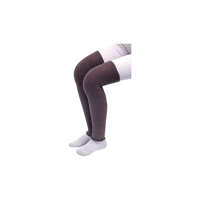 Fluffy Leg Warmers with Knee (Set of 2), Dark Brown,