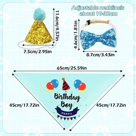 Dog Birthday Bandana Party Supplies for Pets, Triangular Cotton Scarf for Boys with Cute Birthday Hat for Small and Medium Dogs, Cats, Dogs and Puppies (Blue)