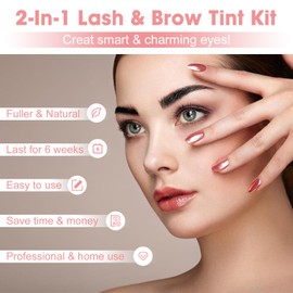 2-In-1 Eyelash & Eyebrow Kit, Professional Lash and Brow Color Kit, Lasting for 6 Weeks DIY Hair Coloring for Salon & Home Use 7ml (Natural Black)