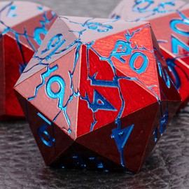 Dungeons and Dragons Dice Metal Dice Set with Gift Case, Polyhedral Dice Set for RPG D&D RPG Tabletop Games Dice Set (Red and Blue)