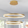Sparklelf Modern LED Chandelier Gold 2-Rings Pendant Light Circular Flush