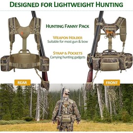 NEW VIEW Hunting Fanny Waist Pack for Men, Camo Waist Bag for Hunter, Backpack with Rifle, Shotgun, and Bow Holder (Upgrade)