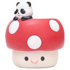 EOBTAIN Cute Mushroom Planter Pots Unique Animal Panda Red Resin Succulent Small Pots for Indoor Plants Mini Cactus Planter Pots Living Room Office Table Decor,Mushroom Lover Gifts,4 Inch
