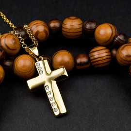 Necklace Cross Gold Cubic Zirconia for Christening Confirmation Birthday Gifts for Believers Religious Jewellery Gifts Religion Church, Silver, Cubic Zirconia