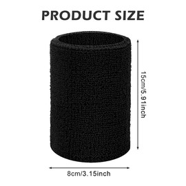 Elastic Sweatband, Pack of 4 Sports Sweatbands, Extended Fitness Arm Sports Wristbands, Black Sweatband Wrists for Football, Basketball, Running, Athletic Sports and Training