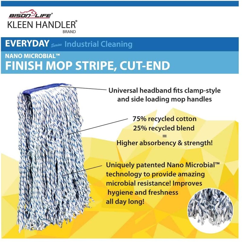KLEEN HANDLER Cut End Finish Mop | 1.25" Universal Headband