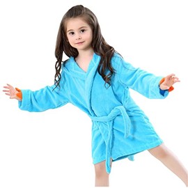 C-YOUNG Kids Bath Robe Toddler Cotton Towel Animal Dinosaur Hooded Bathrobe, Blue, M size for 3-6 ages baby