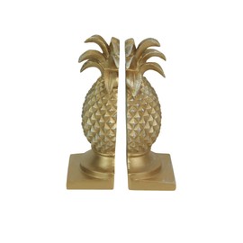 Elegant Gold Pineapple Bookends – Chic Tropical Decor for Bookshelves, Desks, or Mantels – Stylish Home Accent – 10 Inches High