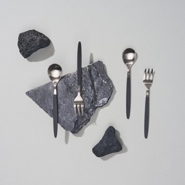 Lia Color Tea Spoon Fork 4-Piece Set Black / 리아 컬러 티 스푼 포크 4P 세트 블랙
