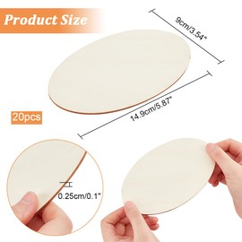 NBEADS Pack of 20 Wooden Panels, 14.9 x 9 cm Oval Shape Unfinished Thin Empty Wood Oval Craft Wooden Discs for DIY Crafts Wedding Christmas Hanging Ornaments Gift