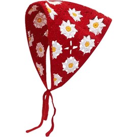 Crochet Bandana  Kerchief Knitted Hair Scarf Boho Vintage Headbands Triangle Hair Tie Handmade Floral Hair Headwrap - Color: Style 24