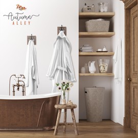 Autumn Alley Farmhouse Bathroom Hooks for Towels, Coat, and Robes - Rustic Wood & Metal Wall Mounted Towel Hooks, 2 Pack