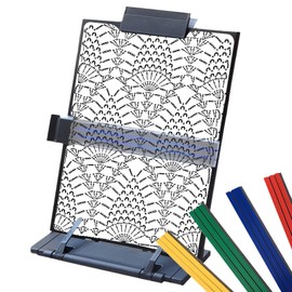 Knitting Pattern Holder with 6Pcs Replacement Colorful Magnets, Cross Stitch Supplies & Knitting Accessories, 13.78 x 8.27 Inch Chart Keeper for Crochet, Cross Stitch & Craft Patterns