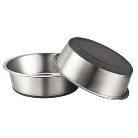 URBUDDIES 2 Pack Stainless Steel Cat Bowls, Premium Metal Cat Bowls with Non Slip Rubber Bottom, Dishwasher Safe, Easy to Clean, 2 Cup, Gray Bottom
