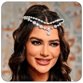 Edary Crystal Bridal Headband Rhinestone Bridal Headpiece Silver Wedding Headpiece Birthday Party Hair Accessories for Women, Alloy steel