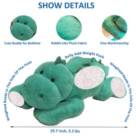 Weighted Stuffed Animals, 19.7" 3.3lbs Weighted Dinosaur Plush Cute Dinosaur Stuffed Animal Dinosaur Weighted Plush Animals Pillow Toy