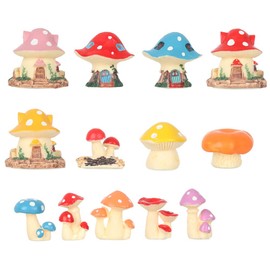 gofidin 13pcs DIY Decoration Bonsai Ornament Mini Accessories Gnome Terrarium Mushroom Figurines Micro Landscape Miniature Mushroom House