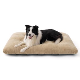 Bedsure Washable Dog Bed for Crate for Extra Large Dogs, XL Comfort Fluffy Plush Pet Kennel Pad with Non-Slip Bottom, Machine Washable Pet Sleeping Mat, 41"x27", Brown