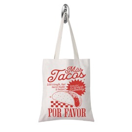 TSOTMO Taco Tuesday Shopping Bag Mexican Snack Gift Mas Tacos Life’s Tough Tote Bag Taco Lover Gift for Women (Tacos tote CA)
