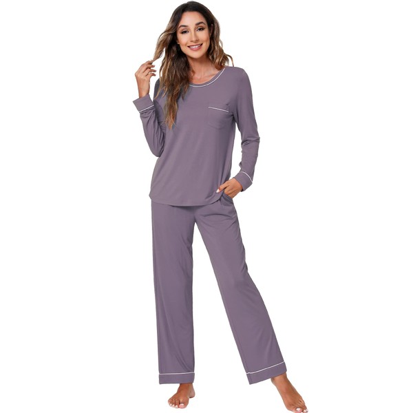 WiWi Womens Viscose from Bamboo Pajamas Set Soft Long Sleeve