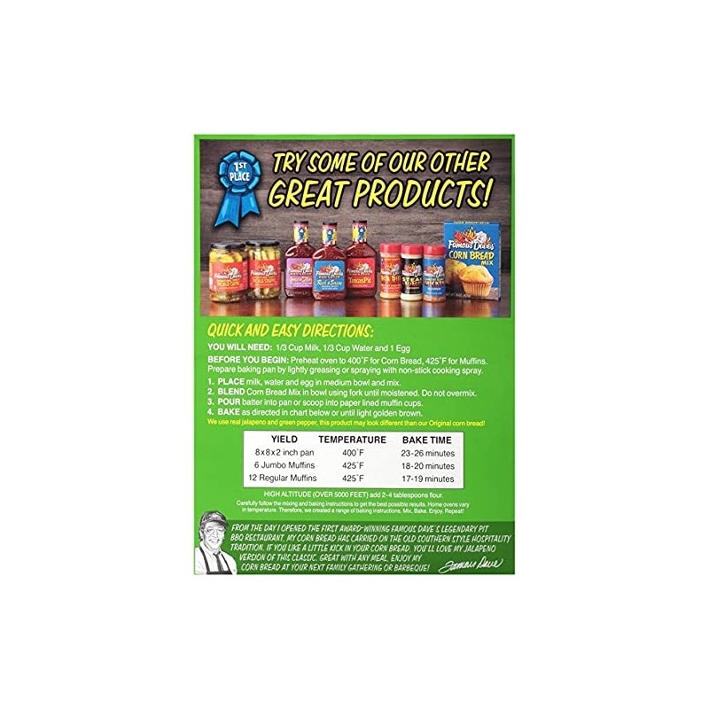 Famous Dave's Jalapeno Cornbread Mix, 15 oz