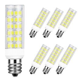 DiCUNO E12 5W LED Bulb, 50W Halogen Equivalent Daylight White 6000K, T3/T4 Candelabra Base Non-dimmable 550LM Light Bulb for Ceiling Fan, Chandelier 6-Pack