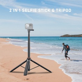 Selfie Stick Tripod for Go Pro 10 9 8 7, 54 Inch Extendable Tripod Stand, with 1/4 Inch Screw, for Action and One R and More