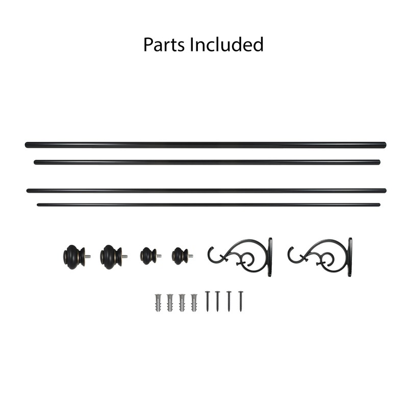 Decopolitan Urn Telescoping Double Drapery Rod Set, 36-72", Antique Silver