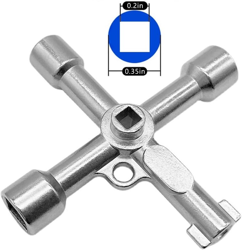 Shallho Pack of 2 4-way control cabinet keys, multifunctional wrench,