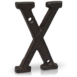 Basic Fundamentals 3-Inch Cast Iron Letters for Wall and Mailbox - Letter X - Industrial Design Mailbox Letters for Address Sign and House Decor - Black Brown